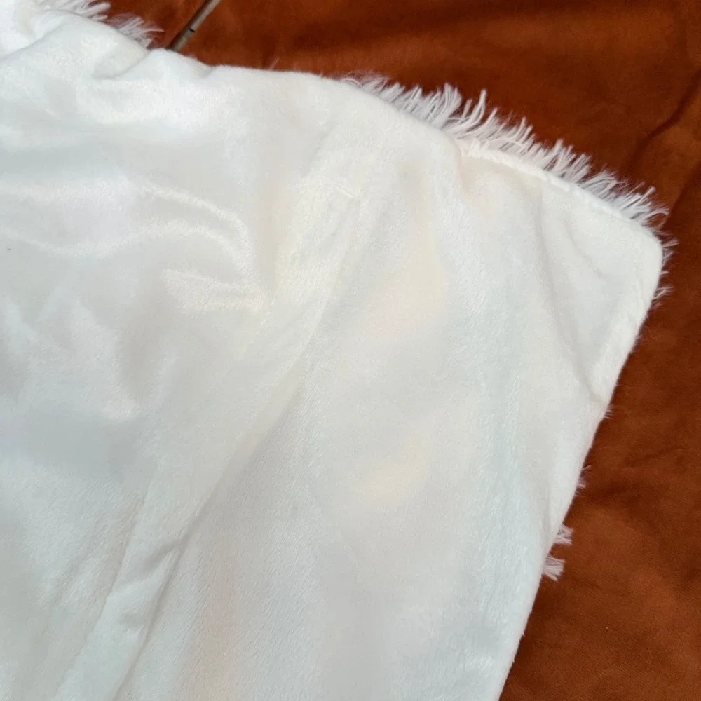 Throw Pillow Cover Set‎ 3pc NordECO HOME White Faux Fur Burnt Orange Velour 17.5